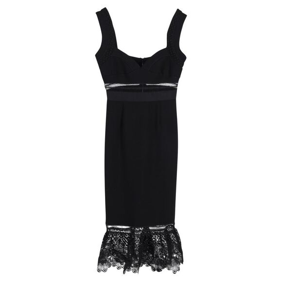 Self-Portrait Olivia Crepe & Lace Detail Sleeveless Midi...